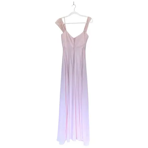 Birdy Grey Devin Convertible Dress Chiffon Pale Blush Pink Size XS Bridesmaid