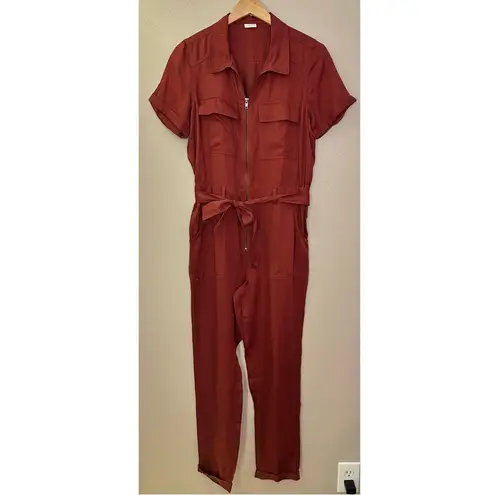 Lascana Cargo Style Rust Red Utility Tie Waist Jumpsuit Size 6