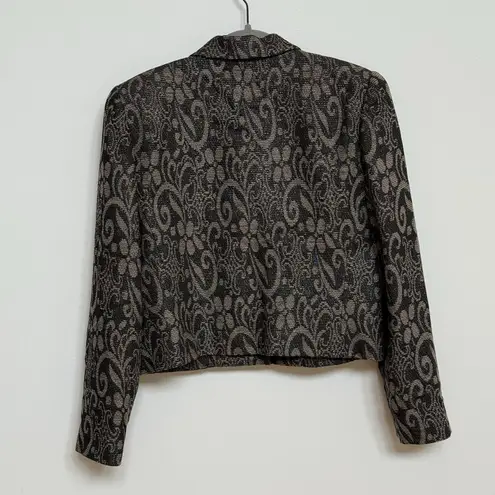 Doncaster Women's Black Metallic Floral Cropped Blazer