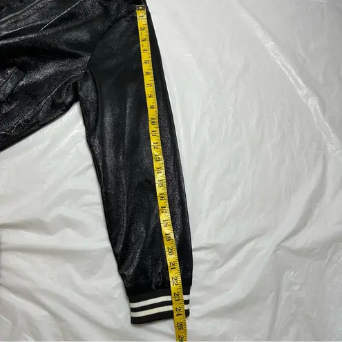 Ark & Co. textured vegan black & white varsity moto jacket sz M