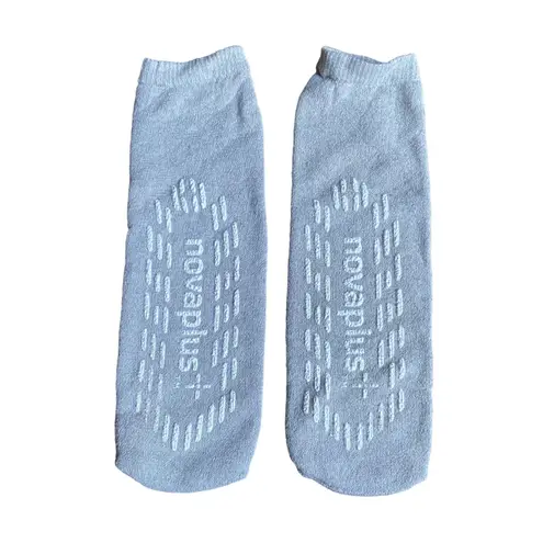 NovaPlus XL Gray Gripper Socks Non Slip Yoga Pilates Barre Bedridden Hospital