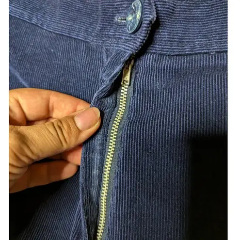 Vtg 1970s Mantessa Navy Blue Cotton Corduroy High Rise Wide Leg Pants 38 16