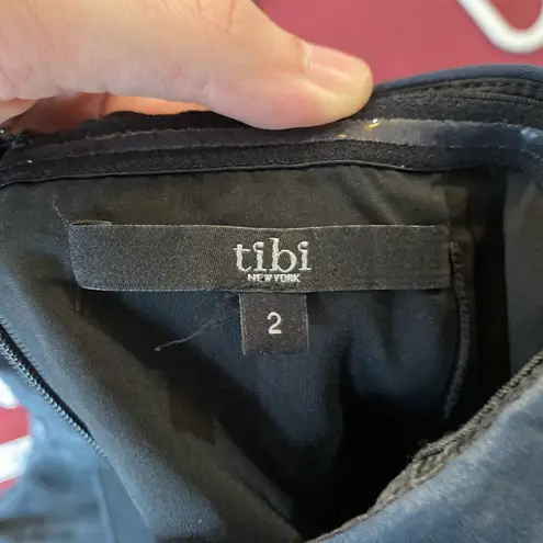 Tibi Strapless Towel Dress Navy Silk Size 2 Chic Effortless Drape Front