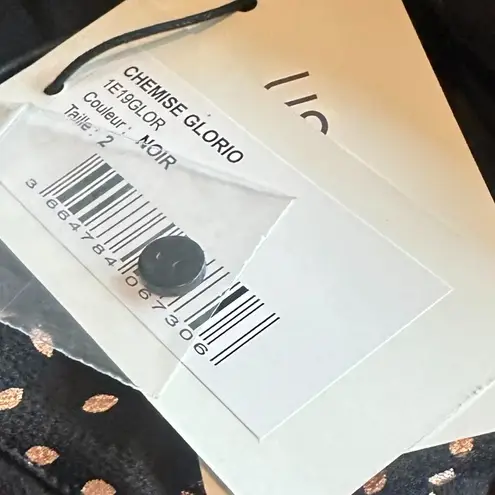 Ba&sh Chemise Glorio Button-Down Shirt Top Blouse Long Sleeve Foil Size 2 NWT