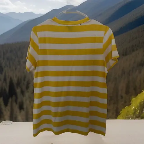 NWT J. CREW (2017) Women's L Yellow White Striped Embroidered Sunglasses T