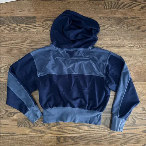 Free People Movement blue two toned drop shoulder oversized soft zip up hoodie