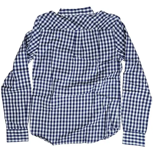 UNTUCKit Women's Blue White Gingham Belleza Button Up Long Sleeve Shirt 2 NIB