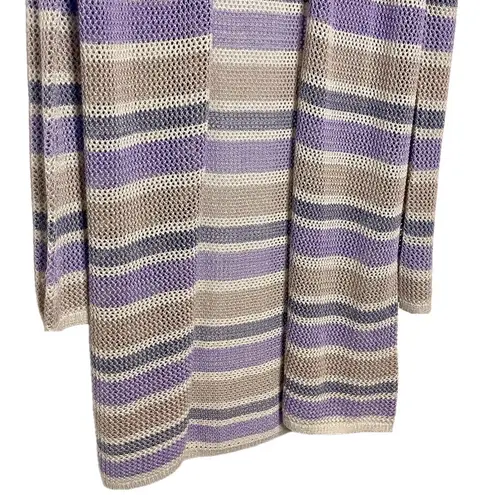 L'Agence L’AGENCE Koi Striped Knit Cardigan Womens Large Metallic Chic Boho Luxury NWY