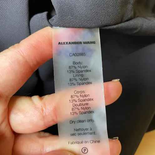 T By Alexander Wang Tech suiting full zip front black mini dress size 4 small