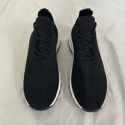 Chunky Slip On Bubble Sole Black White Athleisure Workout Gym Sneaker 5.5