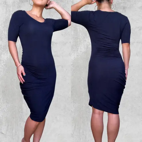 Alexander Wang T by navy blue asymmetric stretch-modal dress size XS extra small