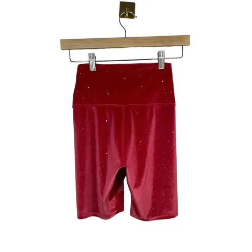 Beach Riot NWT Glitter Bike Short in Fiery Red Velvet Size XS