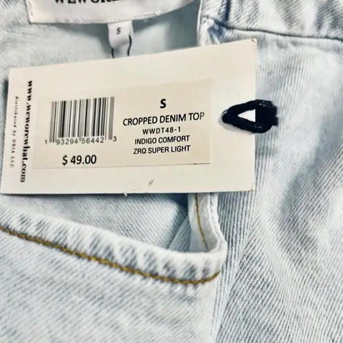 We Wore What NWT Women's Indigo Comfort Denim Crop Top in Super Light Size Small