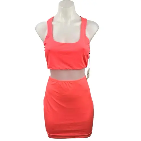 NEW Superdown Pink 2Piece Sleeveless Racerback Crop Tank Top & Mini Skirt Set M Size M
