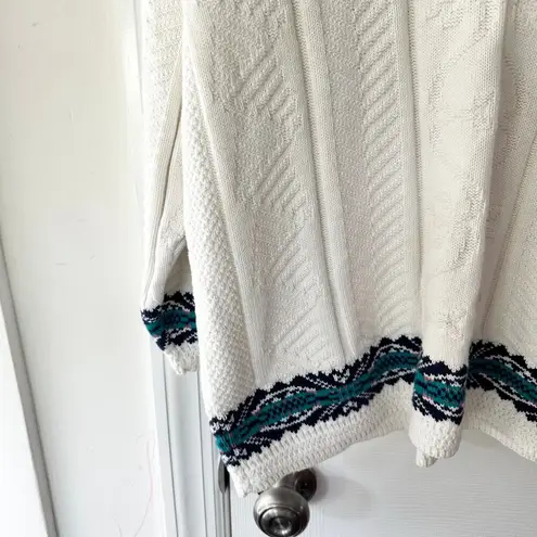 NAS North America Sweaters Deadstock White Green Lined V Neck Sweater Jumper OS Size M