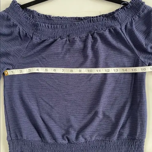 INC Womens Dark Blue Ruched 3/4 Sleeve Off Shoulder Peasant Top Size: M