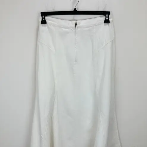 Madewell  Fluted Midi Skirt Tile White Rigid Denim High Rise Minimalist US 28 NWT