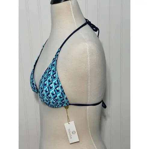 Helen Jon Palm Springs Reversible String Bathing Suit Bikini Top Navy Blue XS Blue