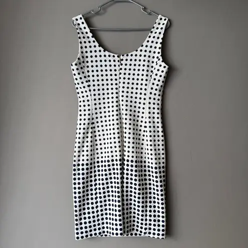 Karl Lagerfeld Dress sz 8 White Black Polka Dot Sleeveless pencil wiggle