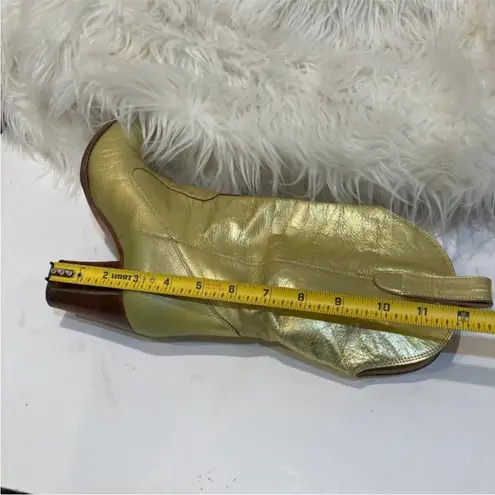 Fiorucci Vintage Gold Leather Cowboy Cowgirl Boots Vntg size 37 Rare Metallic
