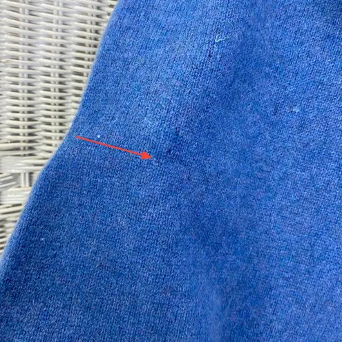 Subtle Luxury Cashmere Hoodie S/M Blue Gray Trim Soft Cozy Lounge Sweater Flawed Size M