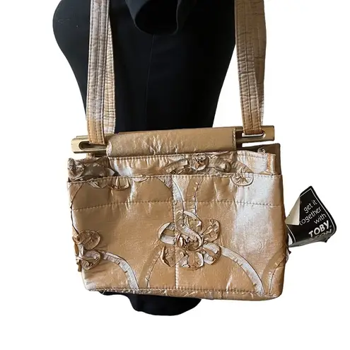 NWT, Vintage Toby Weston Hand Crafted 3D Floral Pattern Fabric Bag