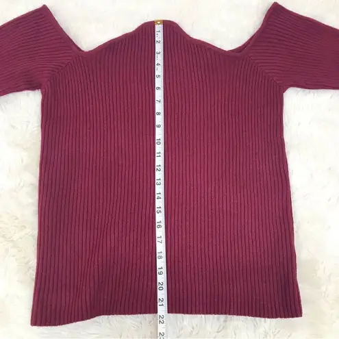 Eloquii Burgundy Red Off The Shoulder Top Sweater Ribbed Long Sleeve Size 22 24