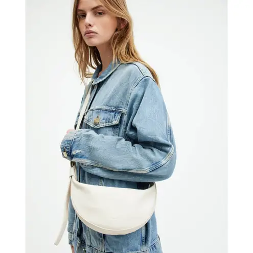 ALLSAINTS Half Moon Crossbody in White Womens Leather Bag Purse
