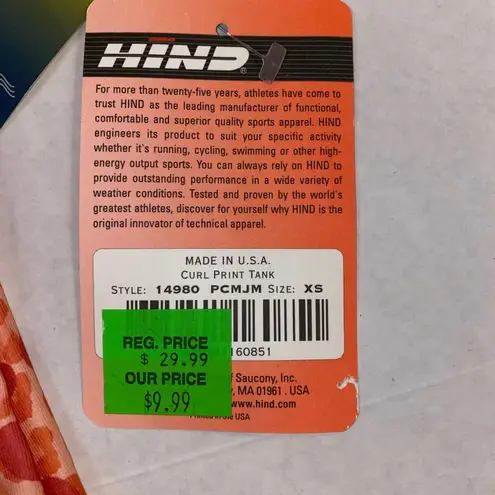 Hind Womens XS Drylete Curl Print Tank Sleeveless 14980