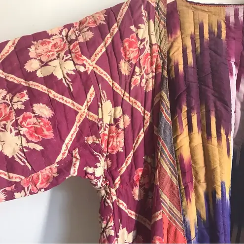 Vintage Afghan/Uzbek Silk Chapan Robe Patchwork Floral & Ikat | Collectors Piece