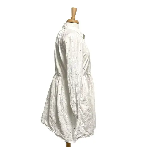 J Crew Eyelet Lace Mini Shirtdress Shirt