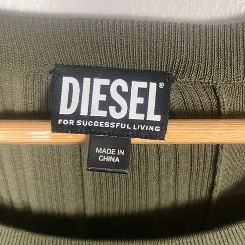 Diesel Dress Ribbed Maxi Button Detail in Khak size medium