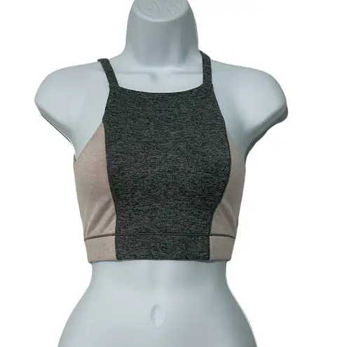We Over Me Wip Crop Top Sports Bra Dark Grey Shale Pink XS Extra Small Gray
