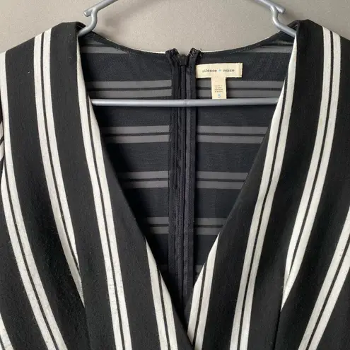 Silence + Noise sz S black white strip long sleeve romper