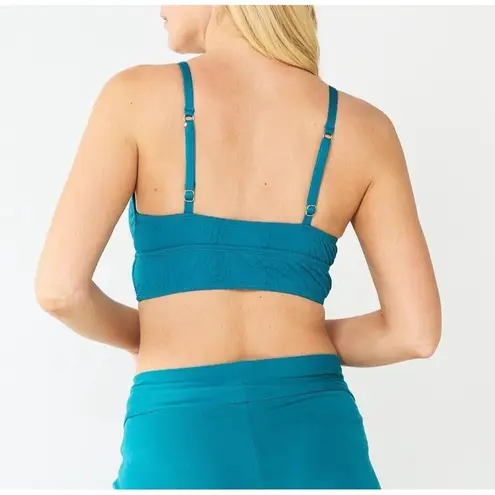 Freshwater Bikini Banded Long Top Sz XL Adjustable Strap Teal Snakeskin Texture