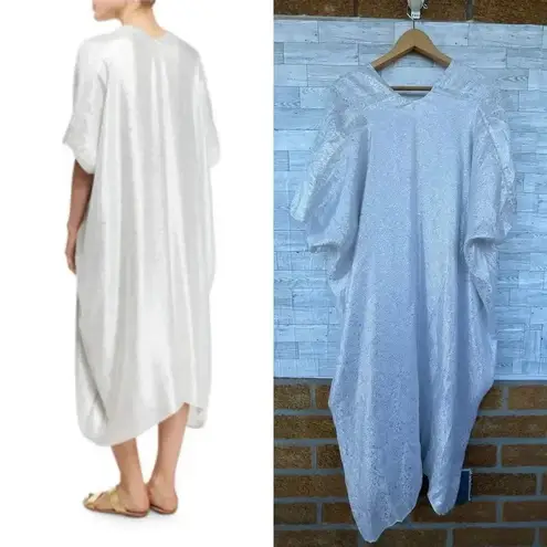 Marie France Van Damme White Bright Boubou silver caftan dress one size Size XL