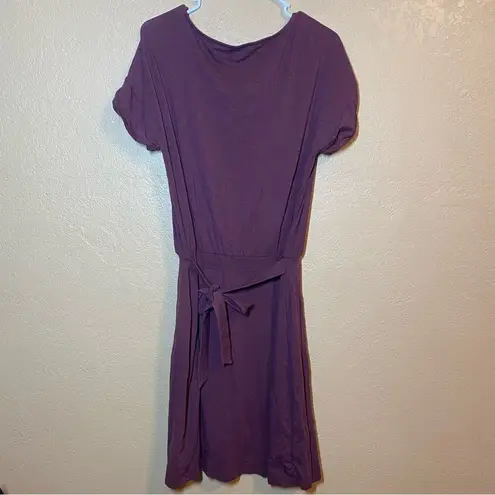 Garnet Hill  Purple Organic Cotton Lagenlook Faux Wrap Dress Size medium