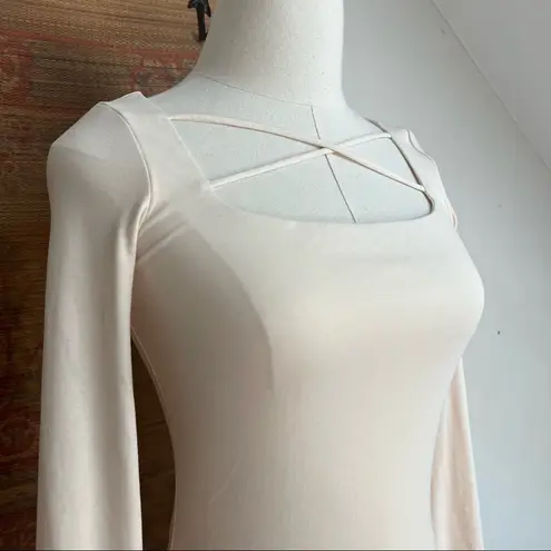 Egreis Brand By Egreis NWT Audrina Cream Fit Flare Long Sleeve Midi Dress Small