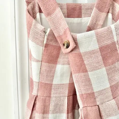 Gal Meets Glam Polly Pink White Gingham Checkered A Line Sun Dress 2 Girly Femme