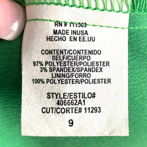 Love Reign Strapless Pleated Tie-Back Mini Cocktail Dress 9 Green Charmeuse