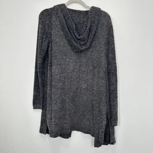Barefoot Dreams  CozyChic Luxe Size M Dark Grey Cozy Loungewear Hooded Open Front