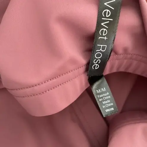 Velvet Rose swimsuit Pink Stretch V Neck Bikini Thong one piece New Sz medium