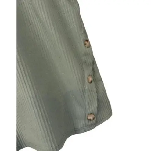 Sage Green High Neck Halter Tank Top L Earthy Neutral Minimalist Button Detail Size L