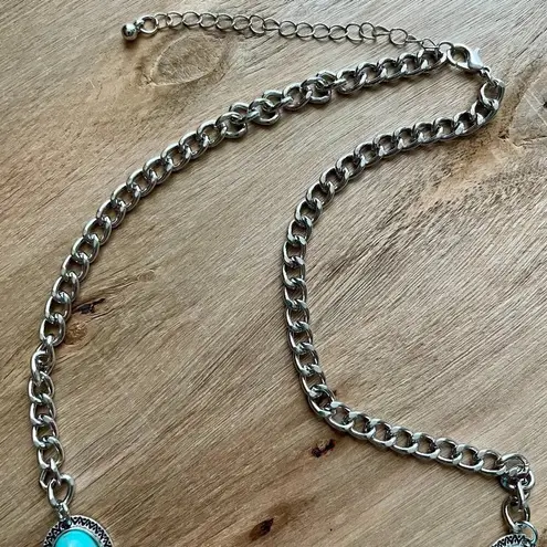 Red Saguaro Trading Post Faux Turquoise Concho Lariat Necklace