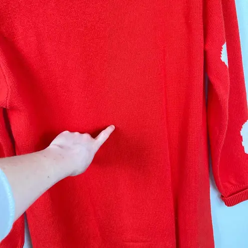 Vintage Outlander Womens S Red & White Floral Dot Sweater Dress FLAW Mod Holiday