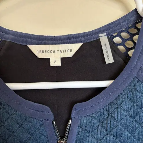 Rebecca Taylor Blue Sleeveless Quilted Zip-Front Fit & Flair Dress Size 6