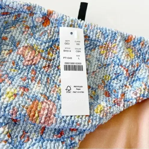 J.Crew  Scrunchie hipster bikini bottom in Blue Floral Size Large NWT