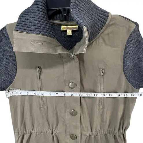 Princess Vera Wang Sweater Jacket Womens M Olive Gray Button Up Pockets Military Green Size M