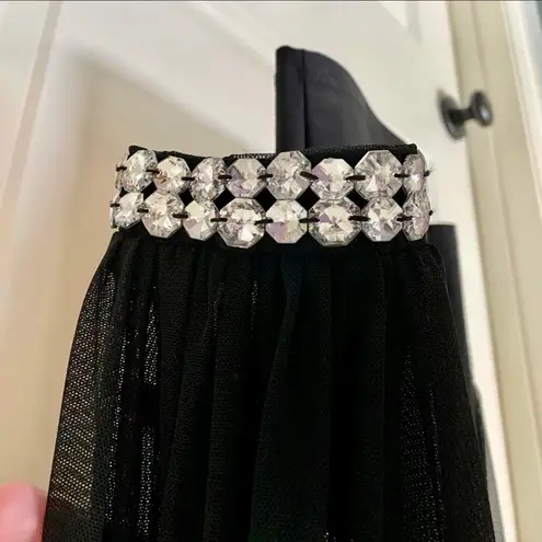 Symphony Dress- - Black Bodycon Dress with Mesh Sleeves and Crystal Wrist Detail