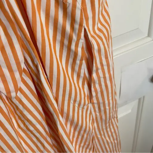 Skies Are Blue Striped Orange & White Maxi Dress V-Neckline Size Large ruffle